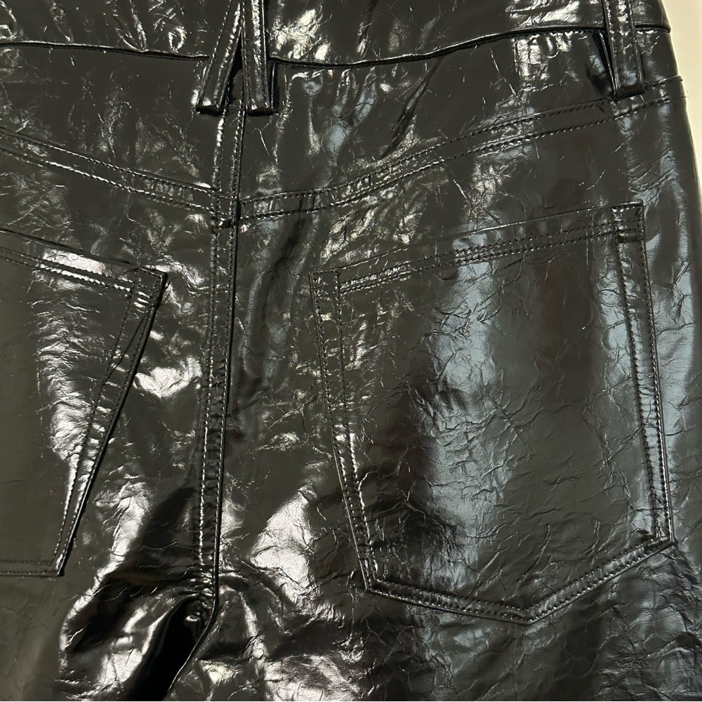Good American Good Classic Boot Cut Pants Vinyl Faux Leather High Rise Black 6 - Picture 9 of 14